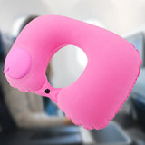 Flocagem inflável portátil pescoço travesseiro, adequado para viagens ao ar livre, viagens de negócios, Camping, Self Filled