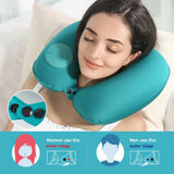 Flocagem inflável portátil pescoço travesseiro, adequado para viagens ao ar livre, viagens de negócios, Camping, Self Filled