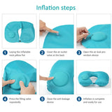 Flocagem inflável portátil pescoço travesseiro, adequado para viagens ao ar livre, viagens de negócios, Camping, Self Filled