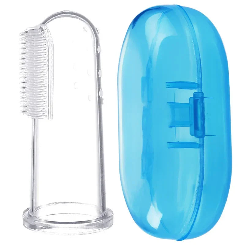 Fulljion Silicone Baby Toothbrush Kids Dental Care Clear Massage Soft Teether with Box for Baby Boy Girl Teeth 