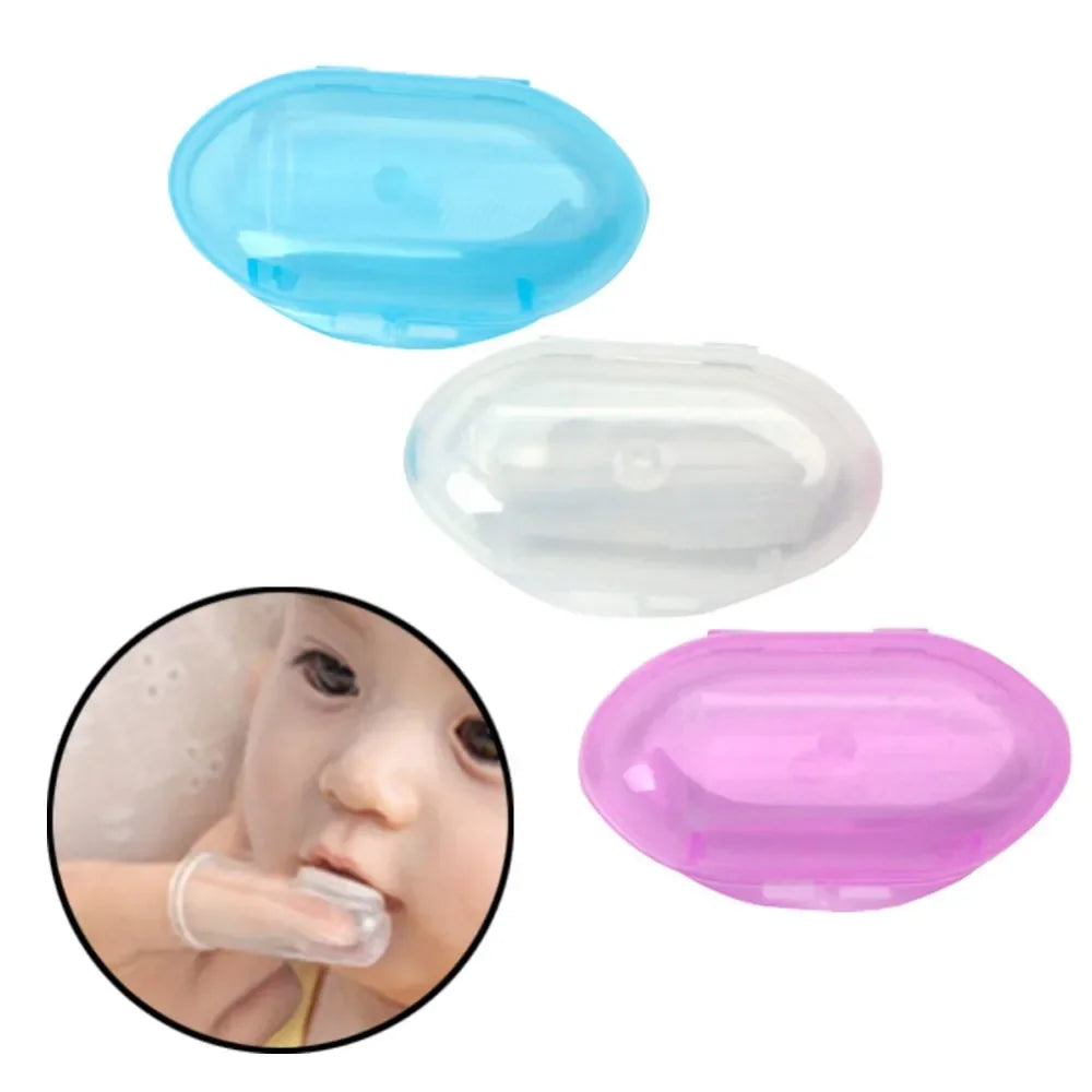 Fulljion Silicone Baby Toothbrush Kids Dental Care Clear Massage Soft Teether with Box for Baby Boy Girl Teeth 