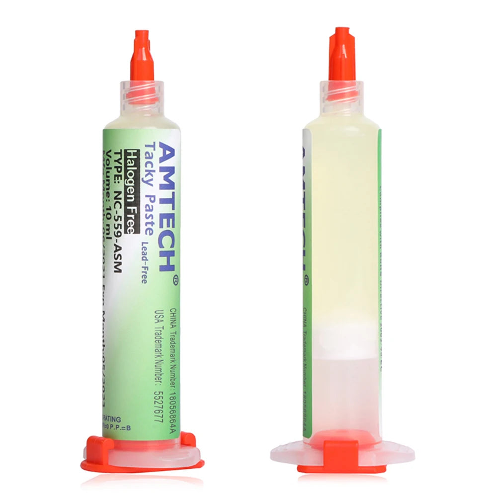 Soldering Fluxes 100% Original AMTECH NC-559-ASM Solder Flux Premium No-Clean Solder Paste Suitable for BGA SMD Soldering Station and Rework Station 10cc AMTECH 559 Original 