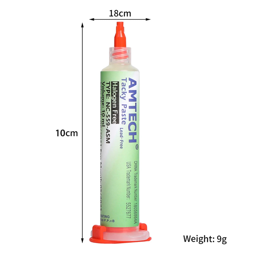 Soldering Fluxes 100% Original AMTECH NC-559-ASM Solder Flux Premium No-Clean Solder Paste Suitable for BGA SMD Soldering Station and Rework Station 10cc AMTECH 559 Original 