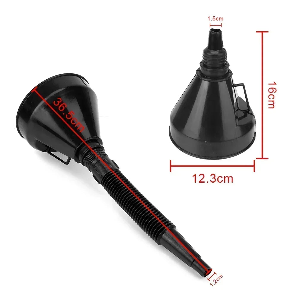 Funil de reabastecimento do motor com filtro para carro, motocicleta, óleo do caminhão, filtro de enchimento a gasolina, mangueira de tubo de extensão