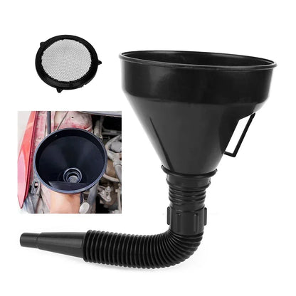 Embudo de repostaje de motor con filtro para coche, motocicleta, camión, aceite, gasolina, filtro de llenado, tubo de extensión, manguera 