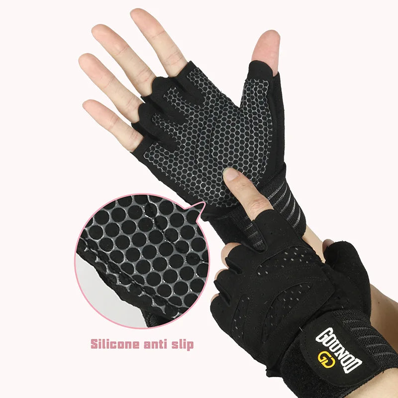 GOUNOD-Luvas Halterofilistas Respiráveis, Suporte de Pulseira, Anti-Slip, Esportes, Ginásio, Musculação, Powerlifting, Fitness, Treinamento