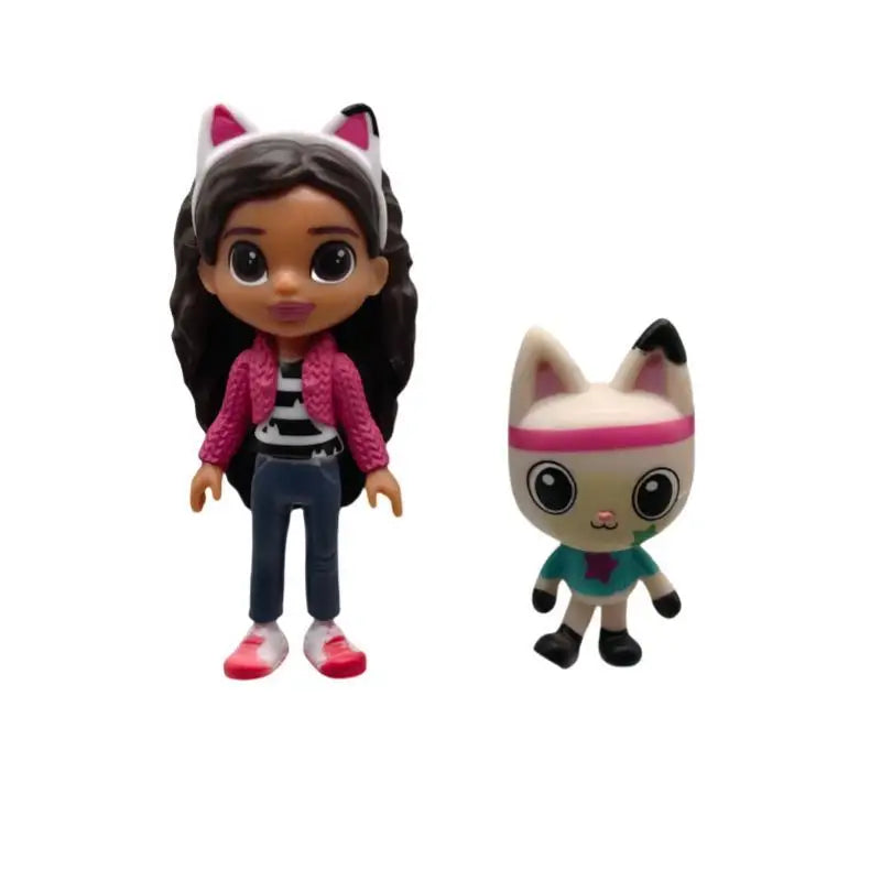 Figura de acción de casa de muñecas Gabby para niños, mercado de dibujos animados para máquina de muñecas cápsula, muñecas Gaby sonrientes abrazando a un coche, regalos de Navidad, 13 piezas por juego 
