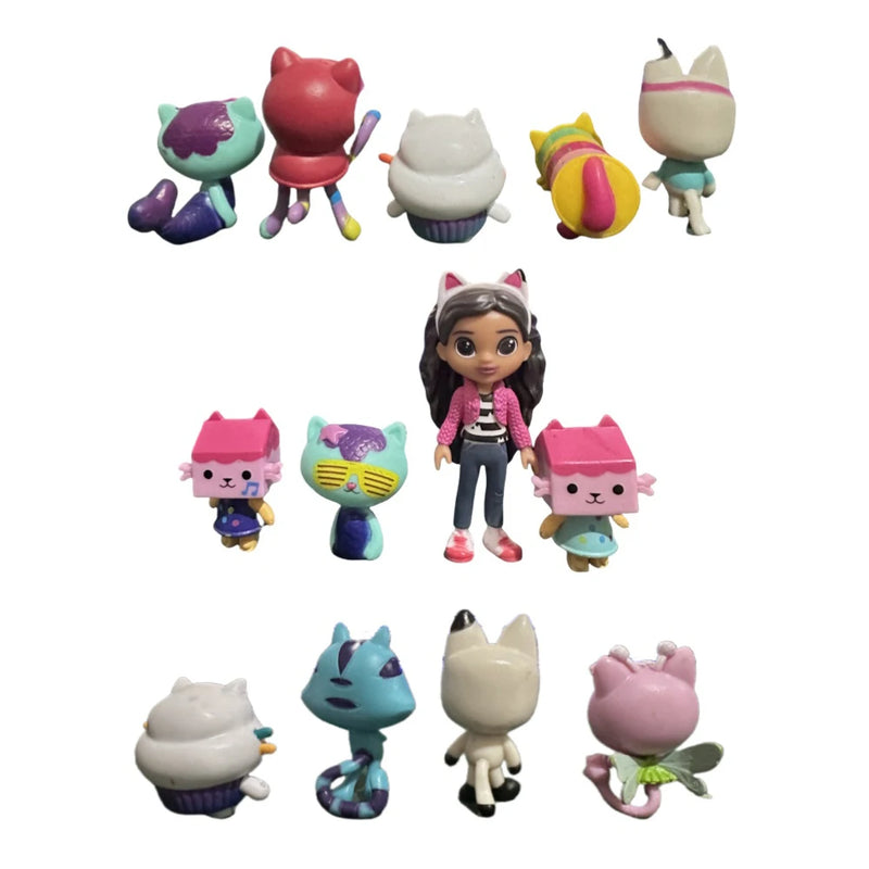 Gabby Dollhouse Action Figure para Crianças, Mercat Desenhos Animados para Máquina de Boneca Cápsula, Sorrindo Carro Abraço Gaby Dolls, Presentes de Natal, 13Pcs por Conjunto