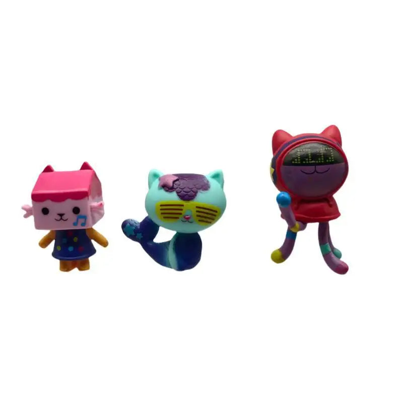 Figura de acción de casa de muñecas Gabby para niños, mercado de dibujos animados para máquina de muñecas cápsula, muñecas Gaby sonrientes abrazando a un coche, regalos de Navidad, 13 piezas por juego 