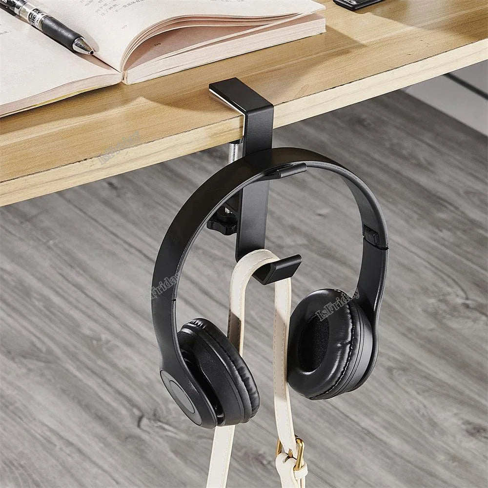 Gancho ajustable para escritorio, colgador para auriculares, organizador para mochilas de estudiantes, sin perforaciones, organizador para oficina en casa