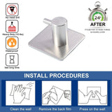 4 ganchos de pared adhesivos resistentes de acero inoxidable, impermeables, para baño y dormitorio. 