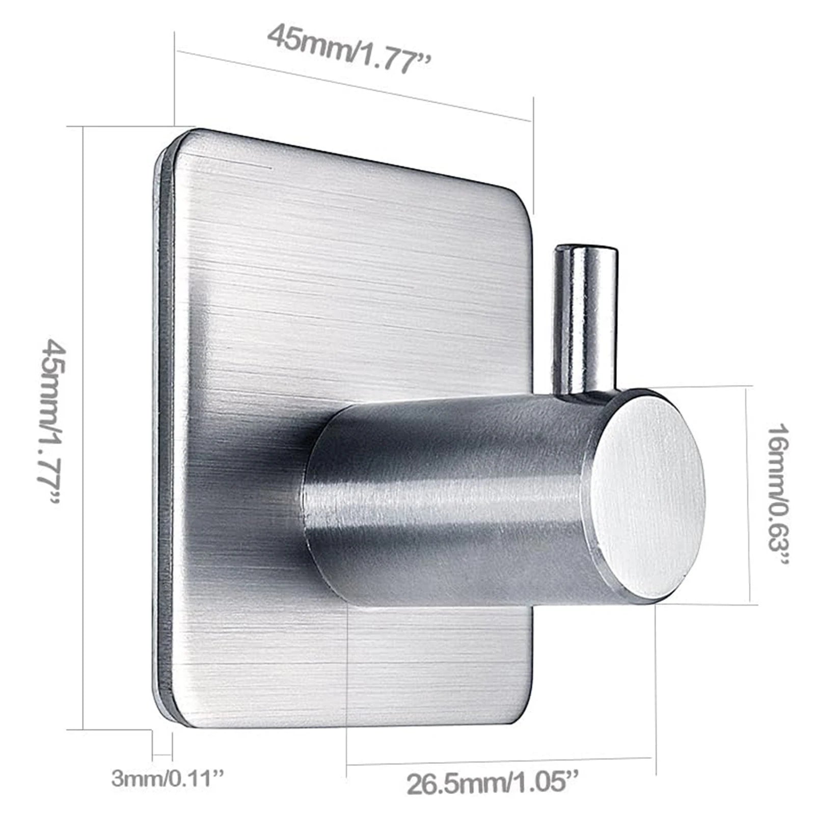 4 ganchos de pared adhesivos resistentes de acero inoxidable, impermeables, para baño y dormitorio. 