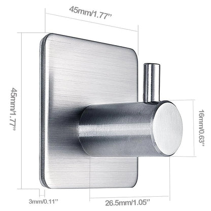 4 ganchos de pared adhesivos resistentes de acero inoxidable, impermeables, para baño y dormitorio. 