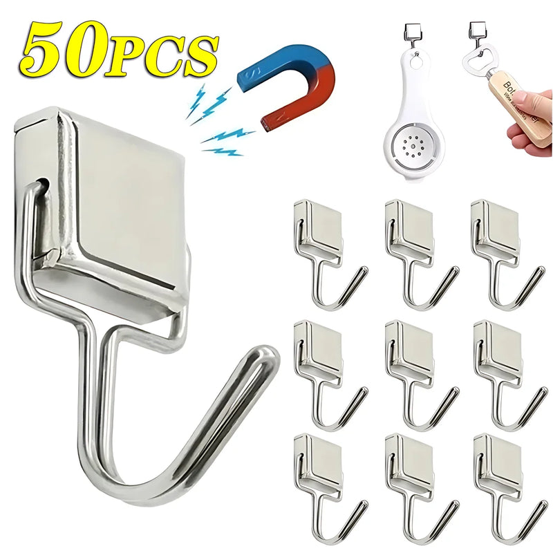 Ganchos magnéticos multiusos para almacenamiento, resistentes, para llaves, para cocina, baño (50 unidades) 