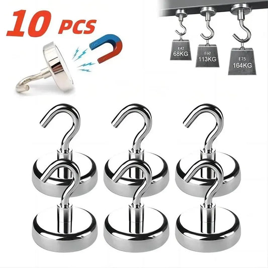 Ganchos magnéticos fortes, ganchos de armazenamento multiuso para casa, cozinha, bar, ganchos de armazenamento de chaves, cabides de banheiro com 10 peças