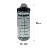 Portable Water Bottle with Time Marker, Large Capacity, Plastic Straw, Water Cup, Drink Bottle, Outdoor Sports, Fitness, 2L 
