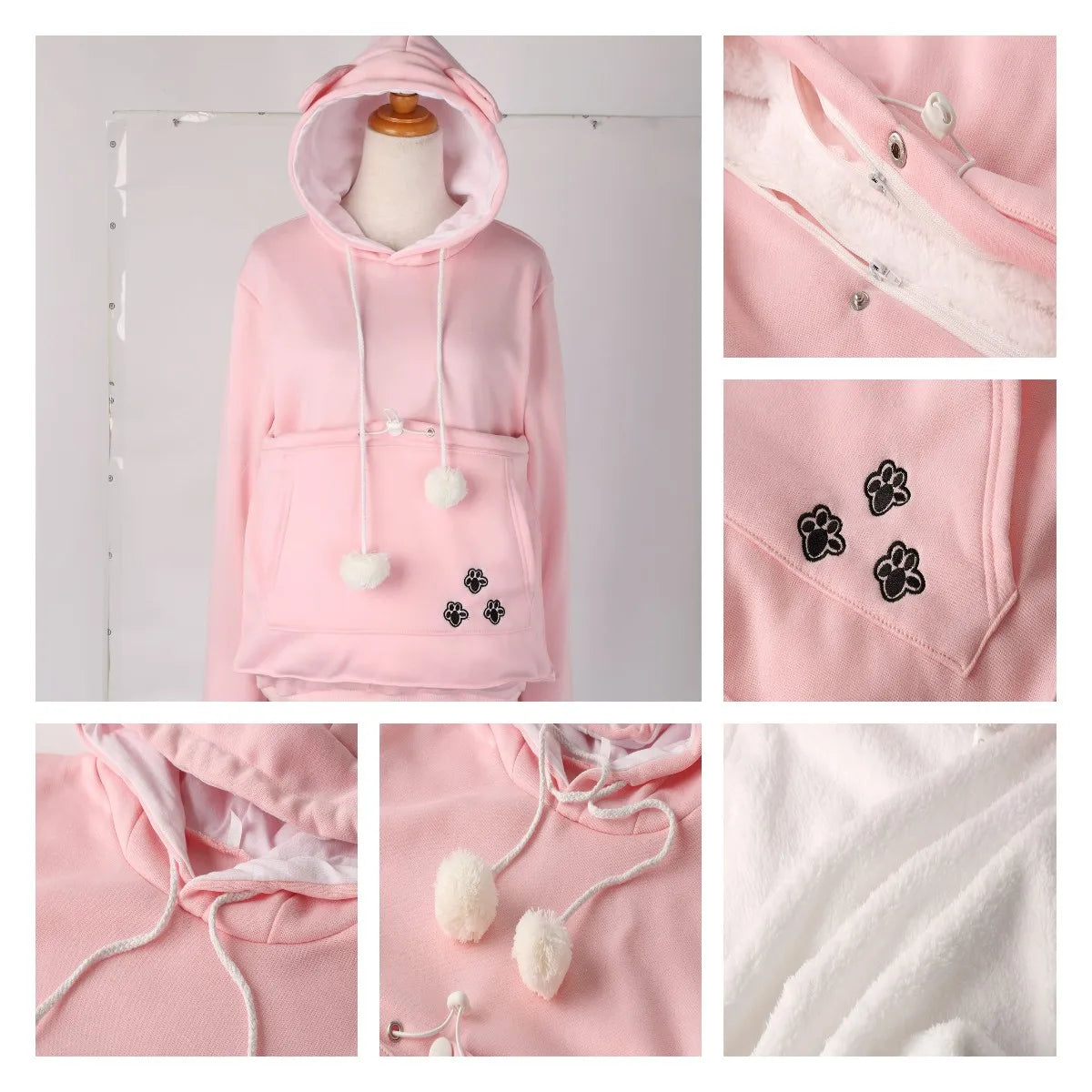 Gato amantes hoodies malote cão animal de estimação hoodies para canguru casual animal de estimação pata pullovers afago bolsa moletom bolso animal orelha com capuz