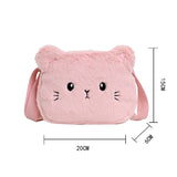 Bolsos cruzados con diseño de gato de dibujos animados para niñas, bolso de hombro de felpa suave, bolsos de peluche, monederos, lindos para niños, moda de invierno 