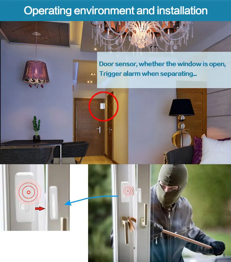 Detector de puerta GauTone de 433 MHz inalámbrico para el hogar, alertas del sistema de alarma, sensor de ventana 