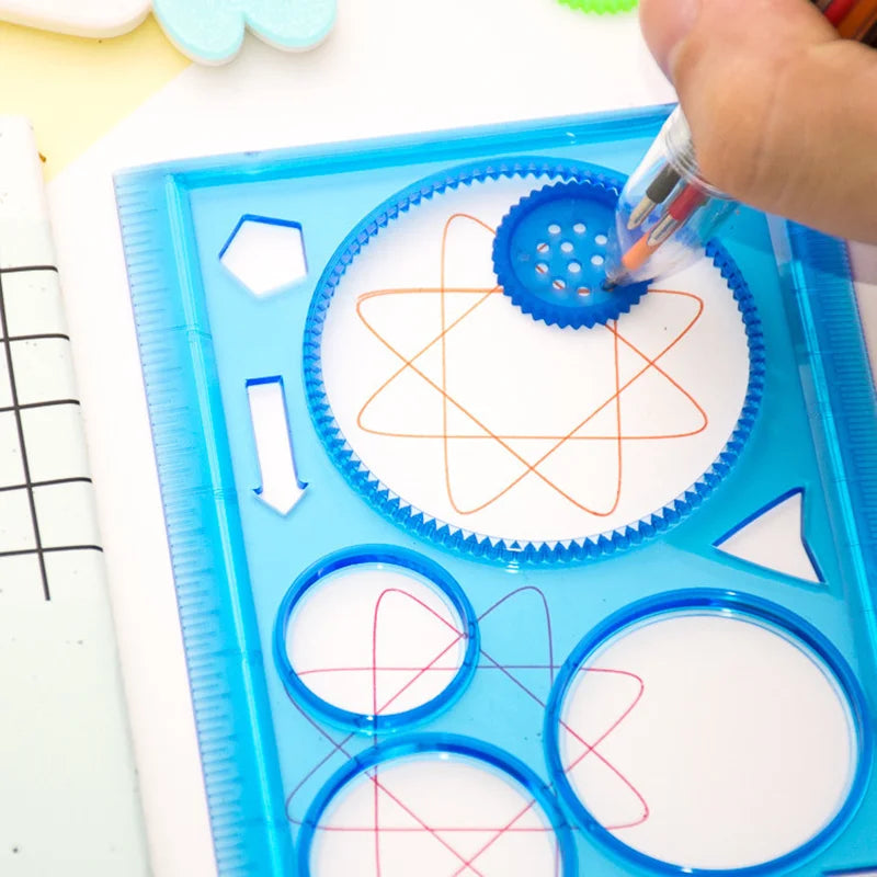 Geometria spirograph desenho estênceis conjunto modelo de pintura arte artesanato criativo crianças brinquedo educativo variedade de flores régua