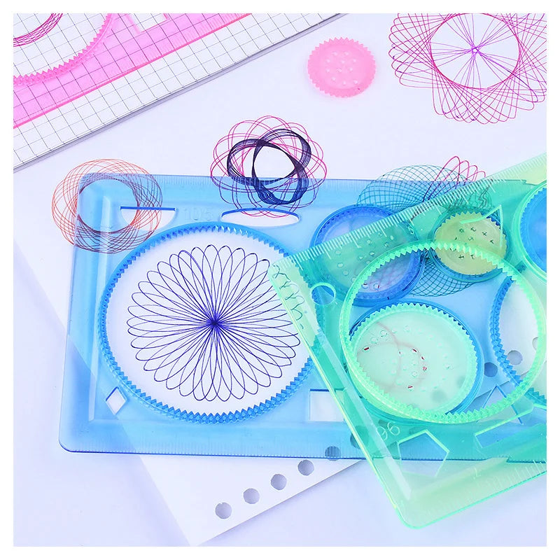 Geometria spirograph desenho estênceis conjunto modelo de pintura arte artesanato criativo crianças brinquedo educativo variedade de flores régua