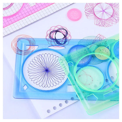 Geometria spirograph desenho estênceis conjunto modelo de pintura arte artesanato criativo crianças brinquedo educativo variedade de flores régua