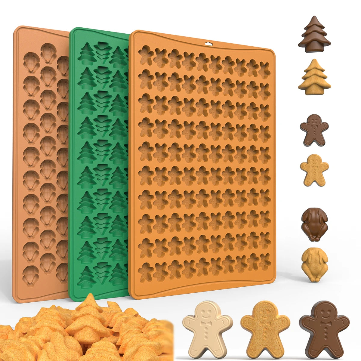 Molde de silicona para galletas con forma de hombrecito de jengibre, mini moldes de chocolate para hacer con forma de cachorro, 100 agujeros 