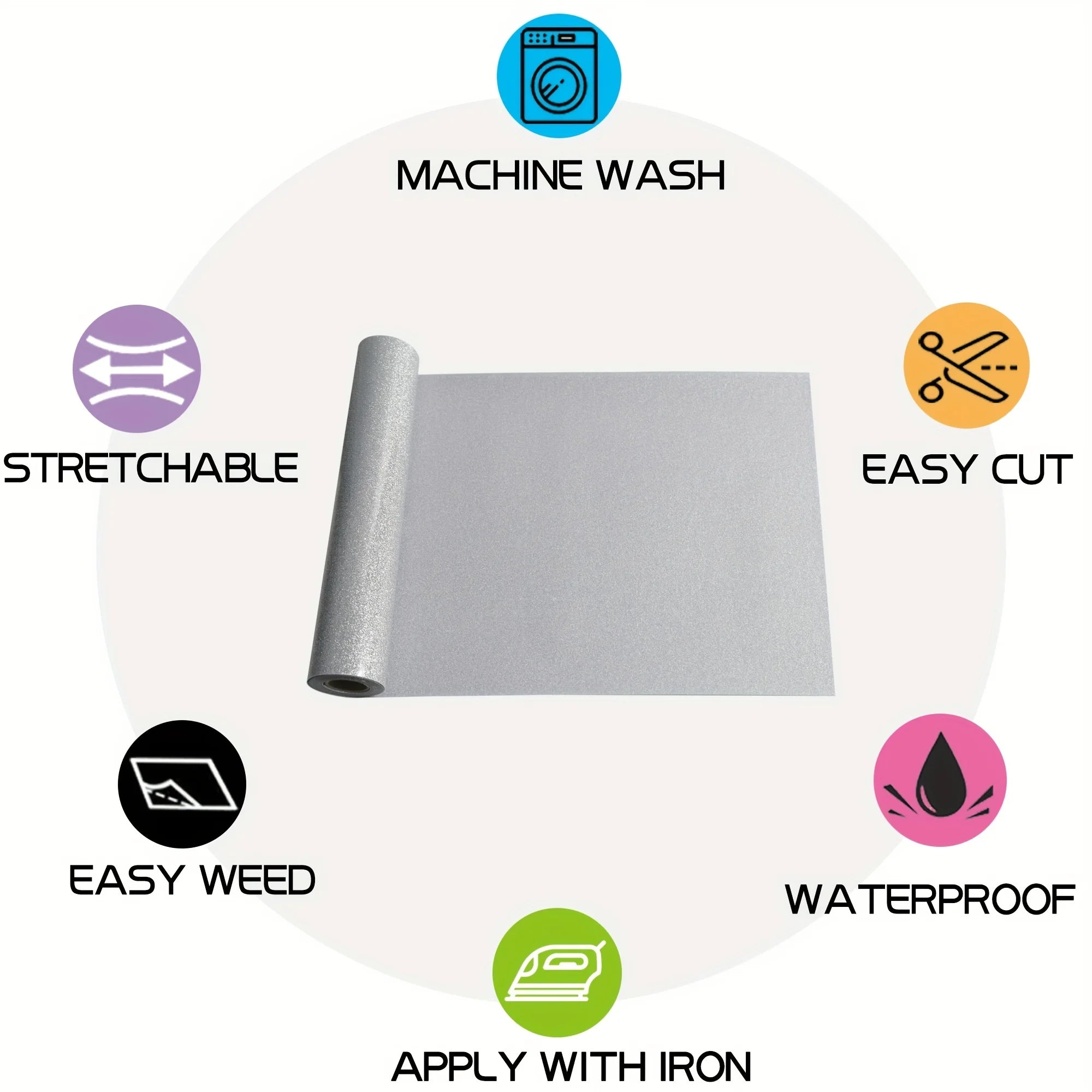Glitter Heat Transfer Vinyl, Iron on HTV Vinyl for Shirts, Cameo, Easy to Cut, Weed for Heat Vinyl Design 