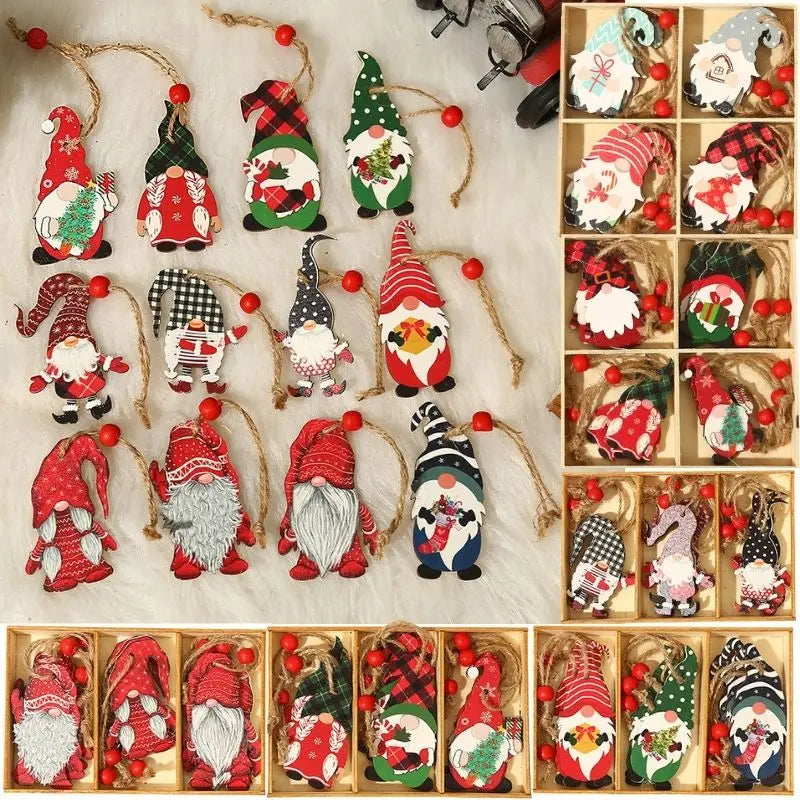 Gnomos De Natal Pingente De Madeira, Árvore De Natal Pendurado Ornamentos, Decorações De Natal Para Casa, Presente De Ano Novo, 2022, 9 Pcs, 12 Pcs