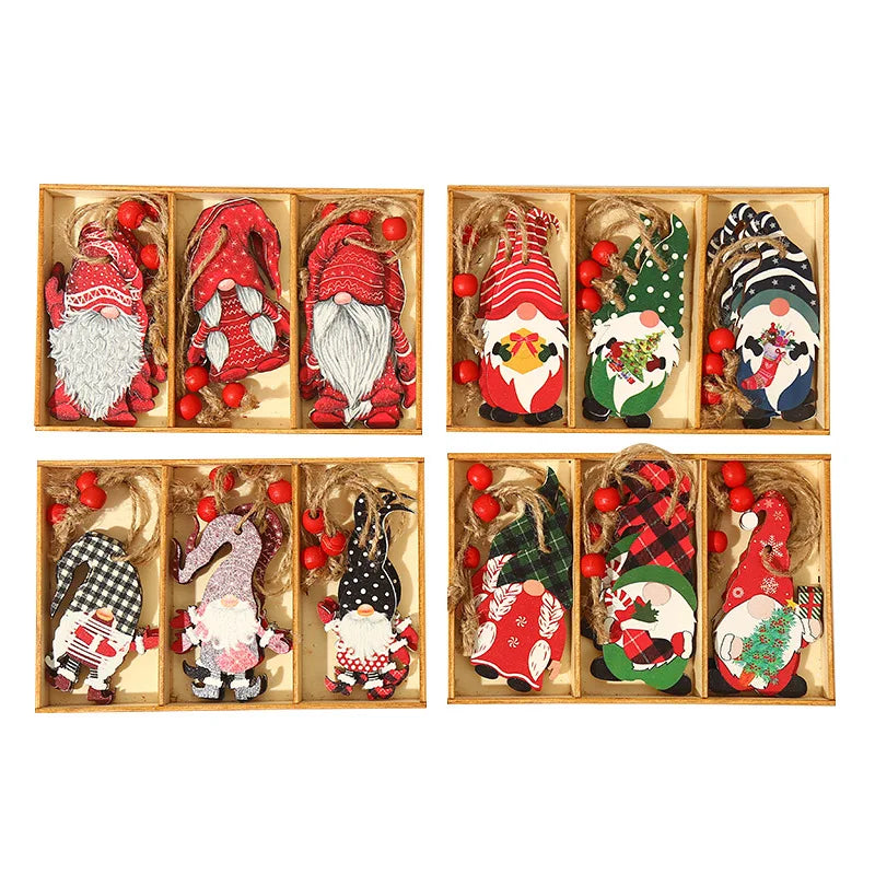 Gnomos De Natal Pingente De Madeira, Árvore De Natal Pendurado Ornamentos, Decorações De Natal Para Casa, Presente De Ano Novo, 2022, 9 Pcs, 12 Pcs