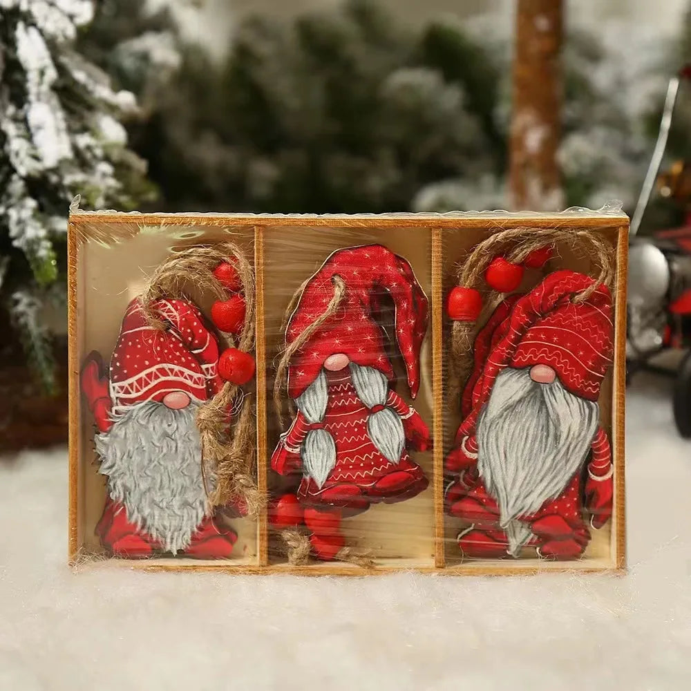 Gnomos De Natal Pingente De Madeira, Árvore De Natal Pendurado Ornamentos, Decorações De Natal Para Casa, Presente De Ano Novo, 2022, 9 Pcs, 12 Pcs