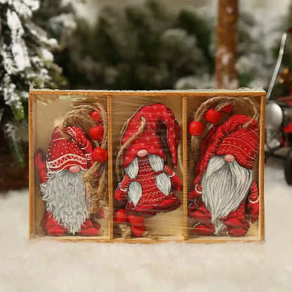 Colgante de madera de gnomos navideños, adornos para árbol de Navidad, decoración navideña para el hogar, regalo de Año Nuevo 2022, 9 piezas, 12 piezas 