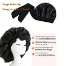 Gorro de cetim de seda ajustável Bonne para dormir gorro de cabelo com gravata para mulheres e homens