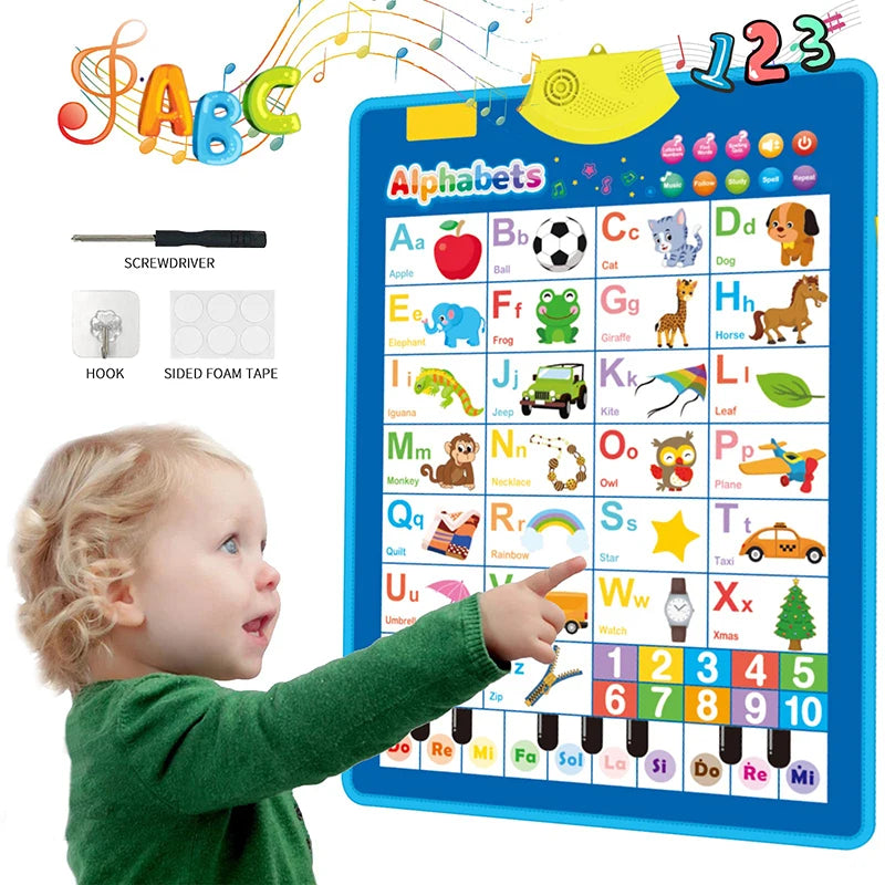 Póster musical electrónico con el alfabeto inglés, letras parlantes del alfabeto, juguete educativo para niños pequeños, regalo 