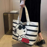 Grande capacidade dos desenhos animados Snoopy saco de lona para estudantes do sexo feminino, para segurar livros e comutar maternidade Checkup Tote, bonito mamãe saco