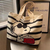 Grande capacidade dos desenhos animados Snoopy saco de lona para estudantes do sexo feminino, para segurar livros e comutar maternidade Checkup Tote, bonito mamãe saco