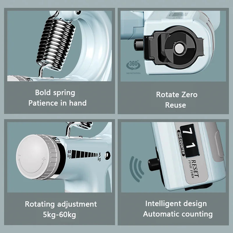 Grip Strength Trainer for Muscle Building, Forearm Strengthener, Hand Gripper, Adjustable Resistance 