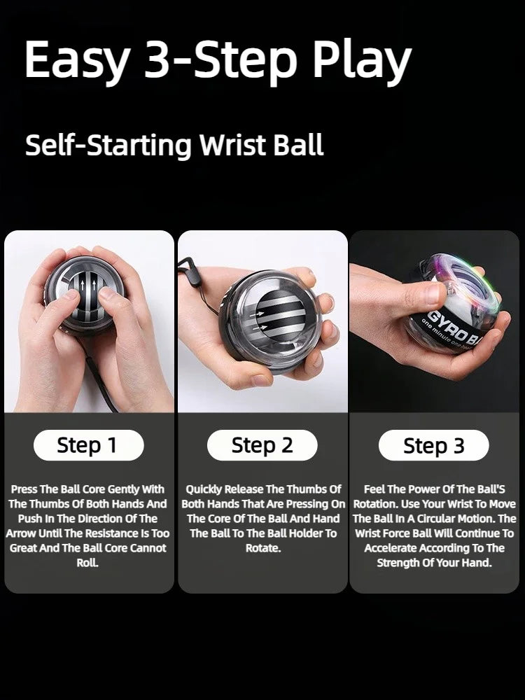 Gyroball Powerball Forearm Exerciser, Muscle Fitness Equipment, Gyroscope Power Ball, Gyro Wrist Booster Trainer, Hand Exercise 