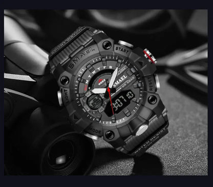 SMAEL Fashion Sport Watches Men Shock Resistant 50M Waterproof Wristwatch LED Alarm Stopwatch Clock Military 8040 Men Watch