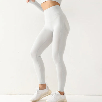 Leggings deportivos sin costuras para mujer, de cintura alta, elásticos, lisos, para yoga, gimnasio, trotar, de secado rápido, push up, ajustados, para mujer