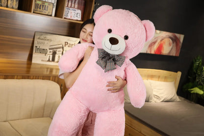 Oso de peluche gigante de 105 cm, suave, blanco, rosa y marrón, almohada súper grande para abrazar, regalo de cumpleaños para niños.