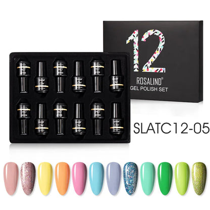 ROSALIND Nail Gel Manicure Set Hybrid Varnish Kit For Nails Art UV Lamp Semi Permanent Nail Gel Polish Set With Good Pack