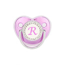 Chupete morado metalizado con tapa, chupete de silicona sin BPA, nombre con inicial, chupete mordedor, regalo para baby shower 