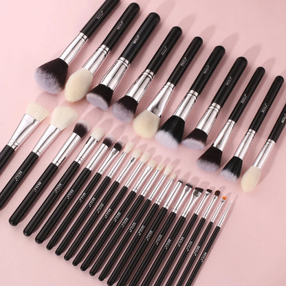 BEILI-Juego de brochas de maquillaje negras, brochas profesionales de pelo de fibra de cabra Natural, base en polvo, contorno, sombra de ojos, brochas de maquillaje