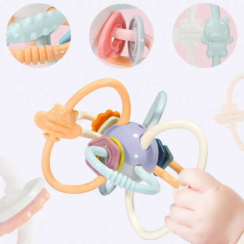Baby Toys 0 6 Months Rattle Teether Development Games Sensory Toys Soft Silicone Teether Chewable For Newborns Babies 12 Months