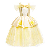 2025 Cosplay Belle Princess Dress Girls Dresses For Beauty and beast Party Clothing Magic stick crown Costume 3-12Y