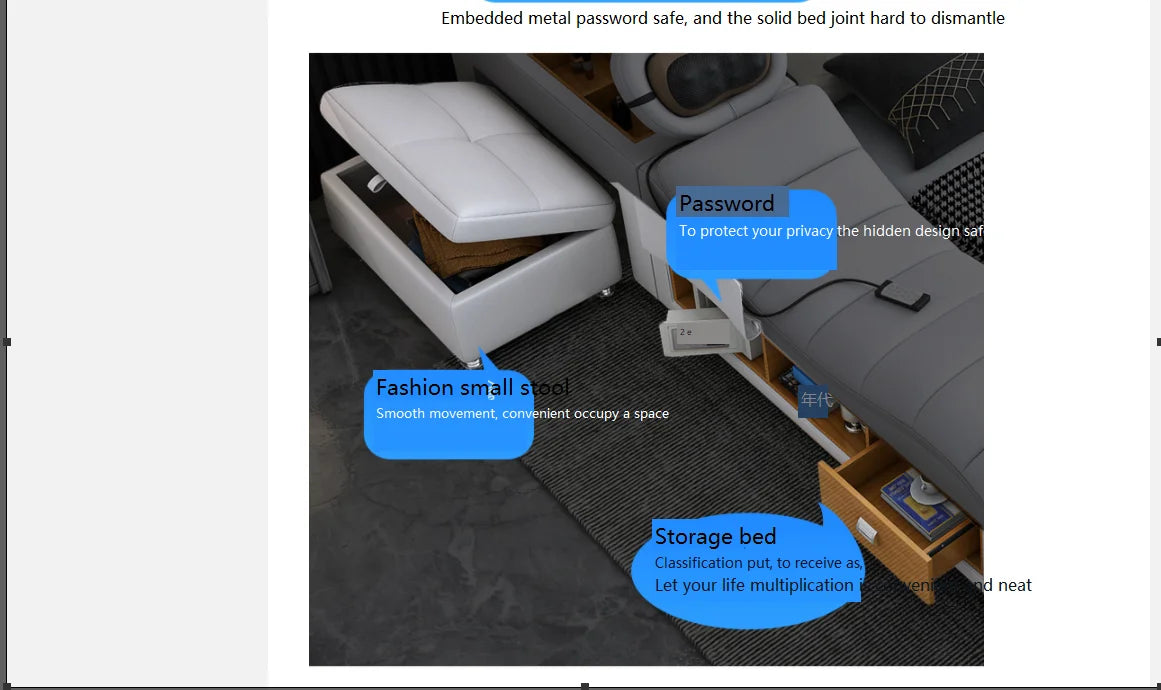 Light Luxury Leather Multi-functional Intelligent Projection Bed Modern Simple 1.8 Double Bed Storage Wedding Bed