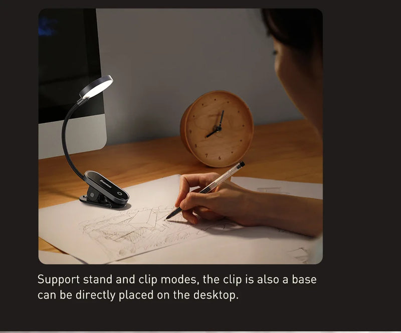 Baseus Led Desk Lamp Clip-On Night Light Reading Computer Keyboard illuminated Eye Protection Lamp With USB Charging For Bedroom