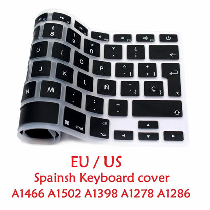 Funda protectora de silicona suave para teclado de MacBook Pro Retina 13, 15 y Air 13 (UE, EE. UU., A1466, A1278 y A1286)