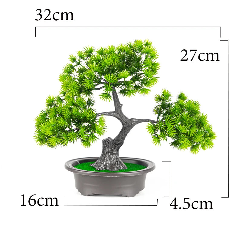 27cm Artificial Pine Plants Bonsai Fake Tree Ornaments Plastic Plants Landscape Simulation Tree for Home Room Desktop Decoration